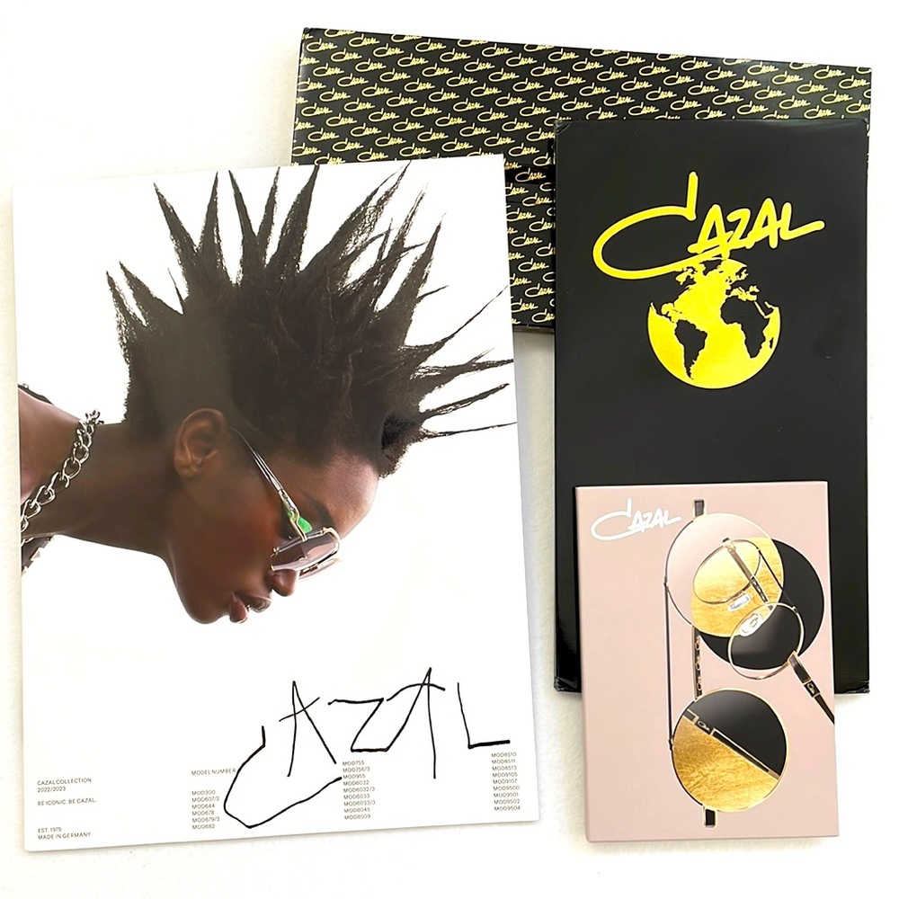 Cazal eyewear collection book and display pieces